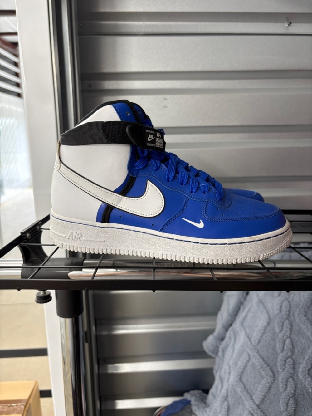 Nike Blue and White Air Force 1 High Top Sneakers - Picture 3 of 7